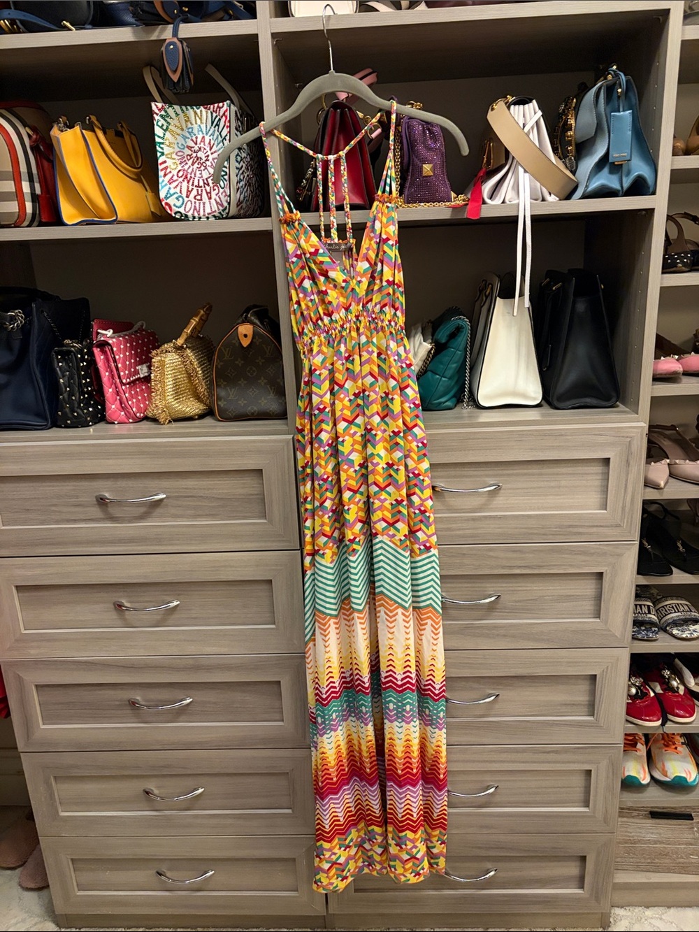 charlie jade Multicolor Chevron & Geometric Maxi Dress